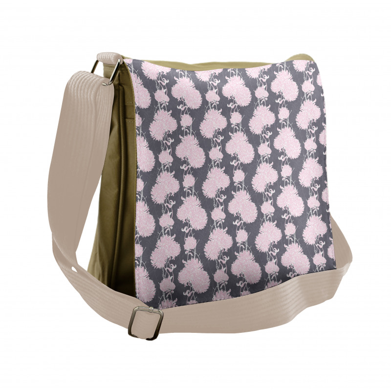 Pink Chrysanthemum Flower Messenger Bag