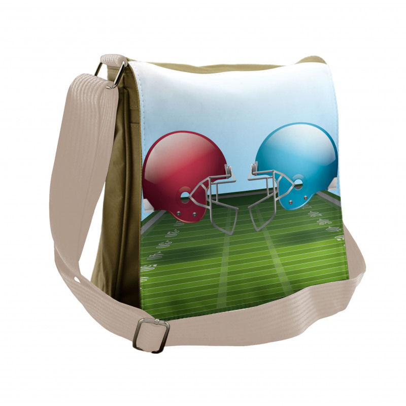 Football Hardhats on Field Messenger Bag