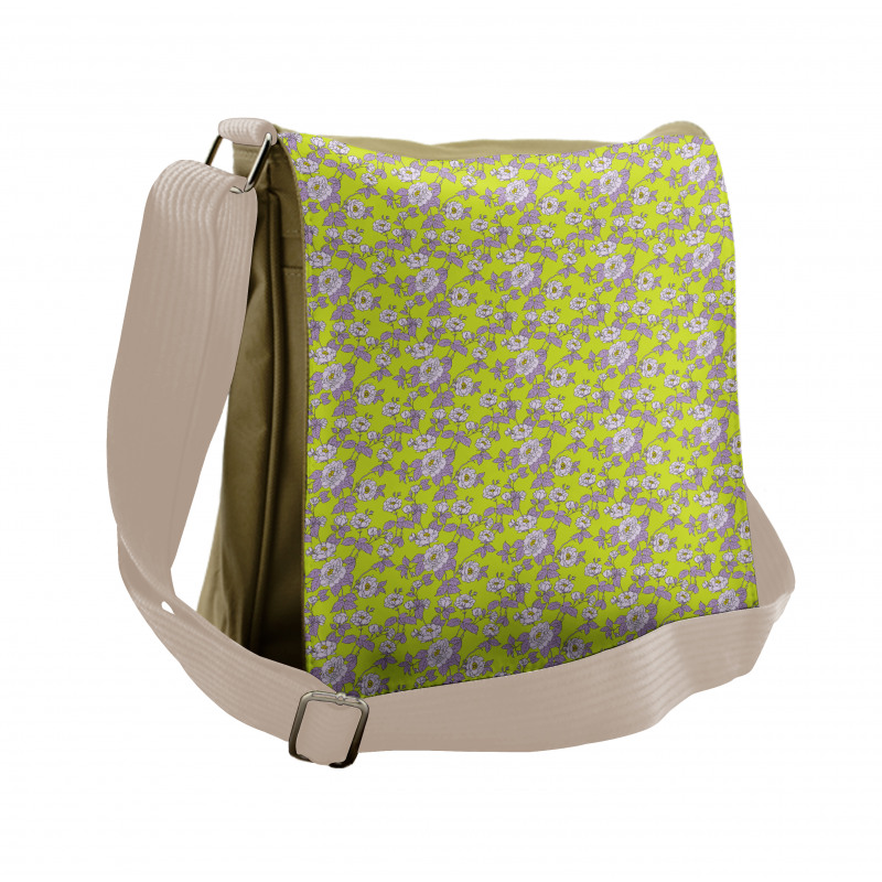 Romantic Garden of Dog Roses Messenger Bag