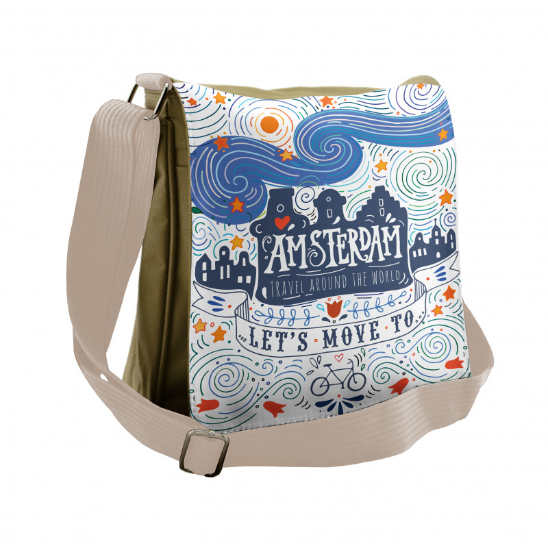 Canal Houses Travel Words Messenger Bag