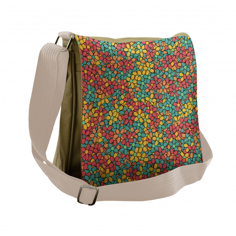 Retro Colored Doodle Messenger Bag