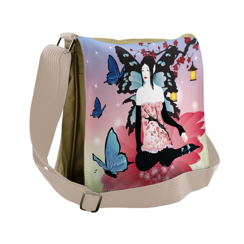 Fairy Girl with Wings Messenger Bag