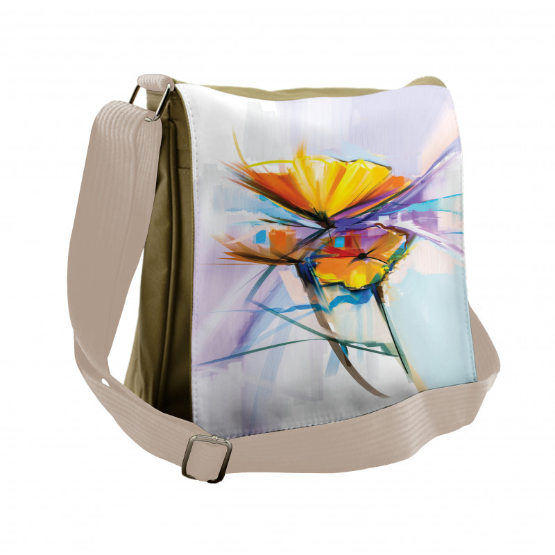 Oil Paint Art Flowers Messenger Bag