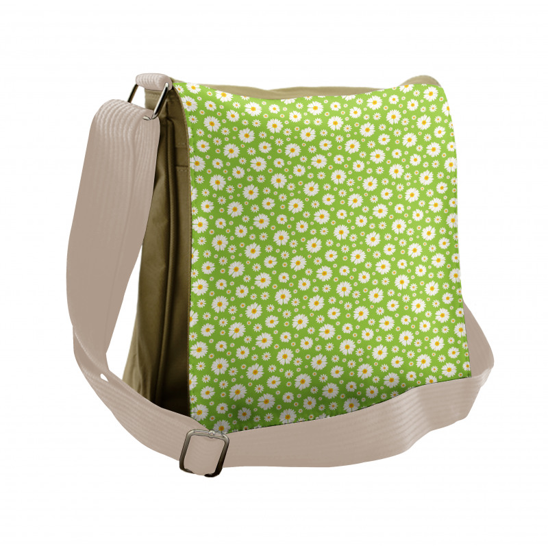 Chamomile Bloom on Pale Green Messenger Bag