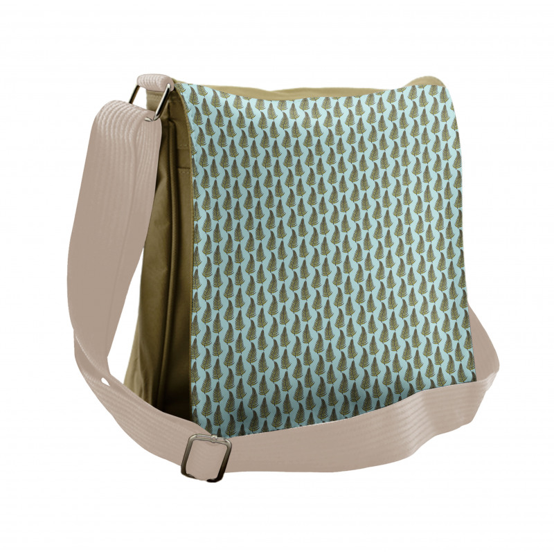 Curved Abstract Nature Foliage Messenger Bag