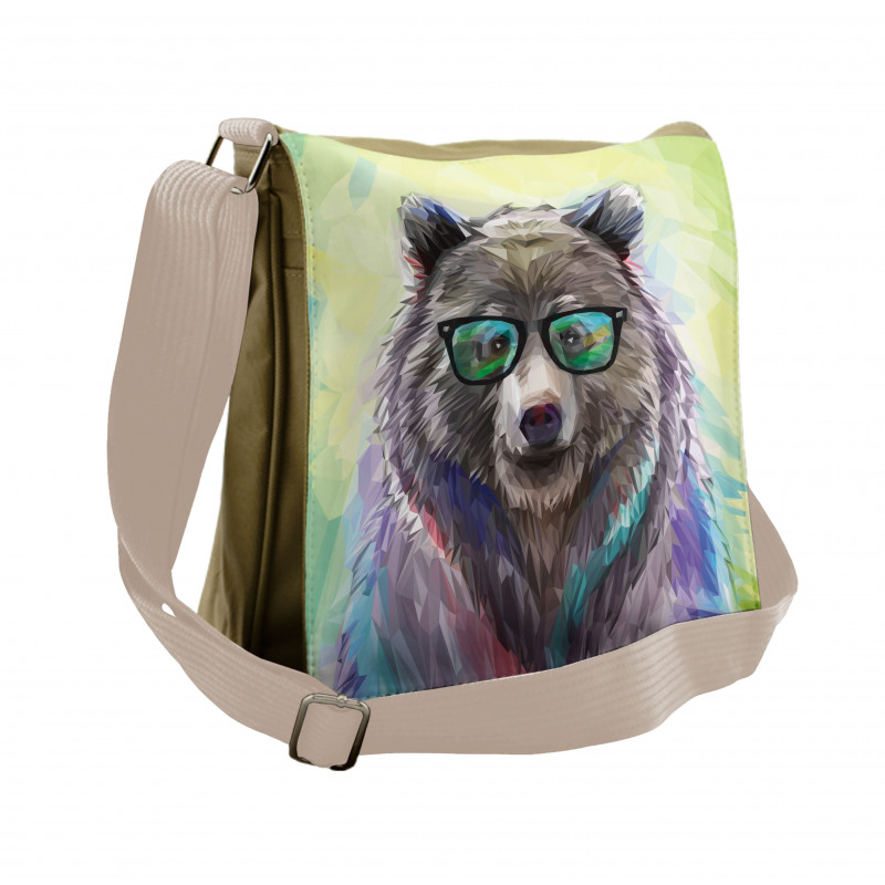 Colored Wild Bear Art Messenger Bag