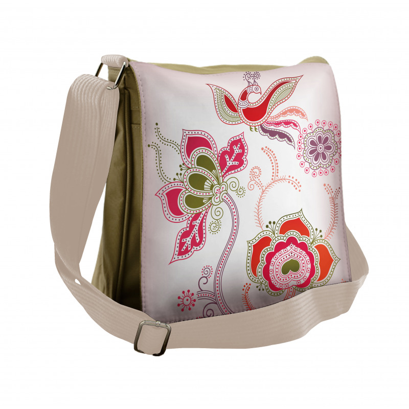 Mystic Bird Eastern Floral Messenger Bag