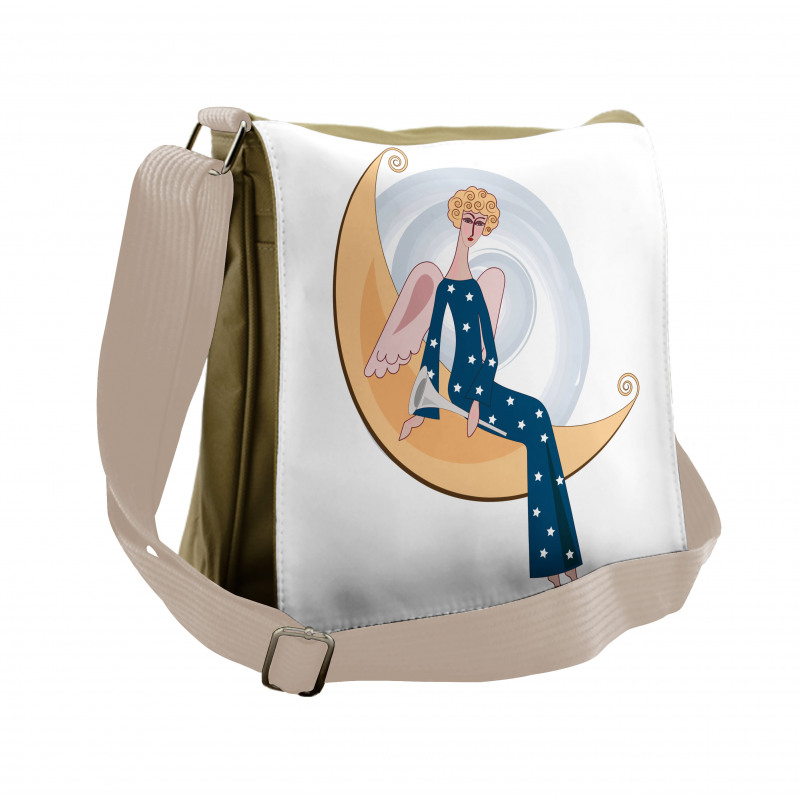 Girl with Trumpet Moon Messenger Bag