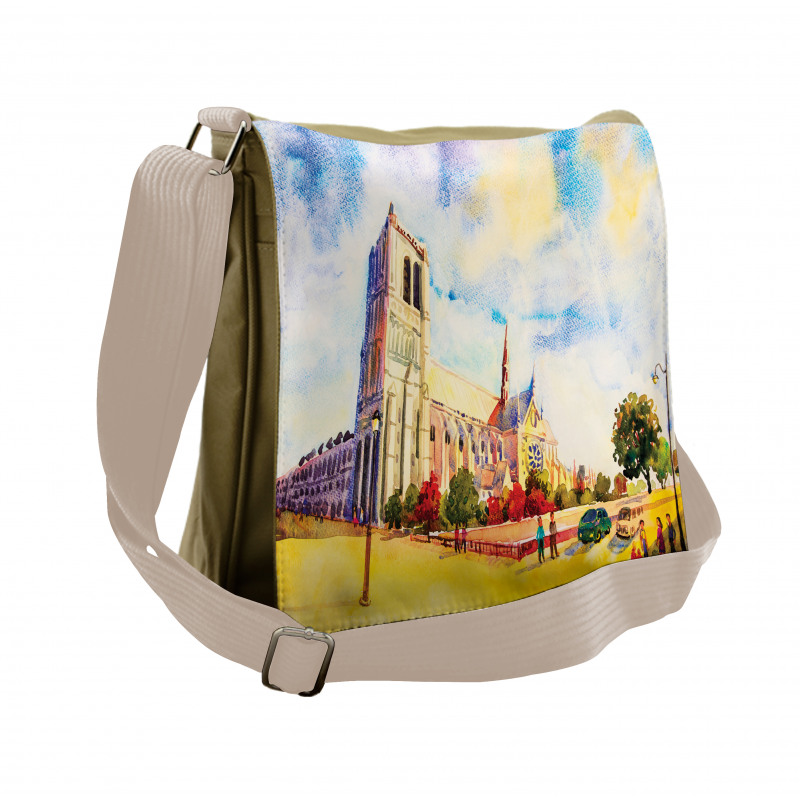 Watercolor Street View Messenger Bag