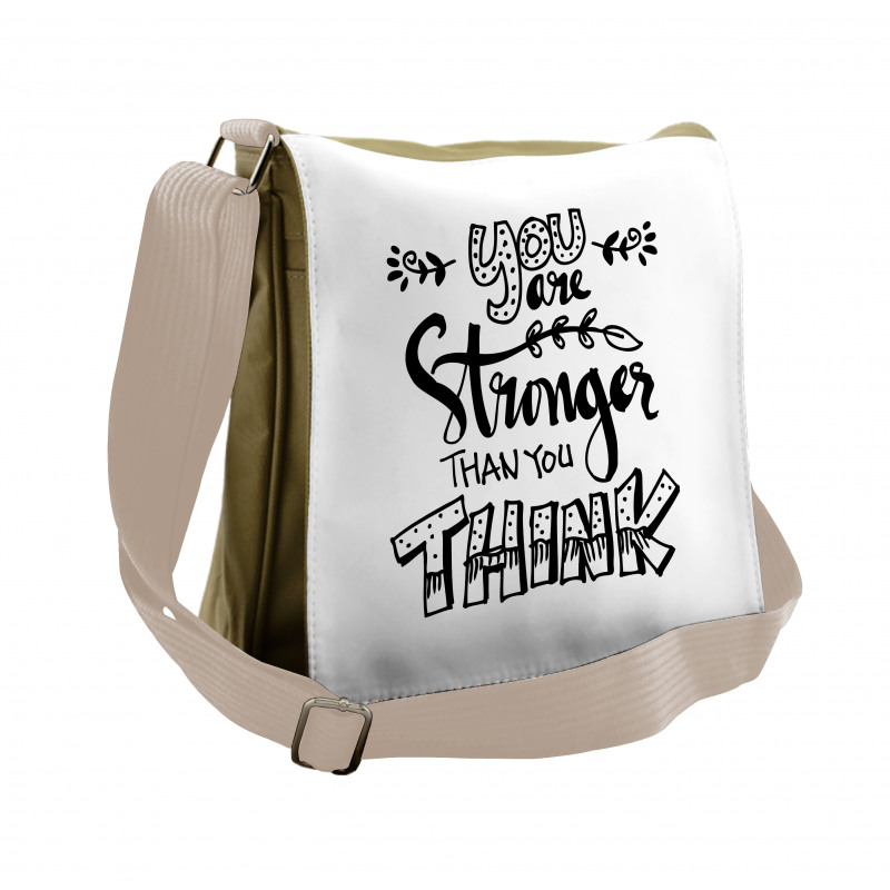 Floral Motivational Phrase Messenger Bag