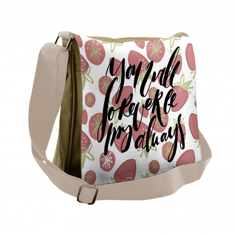 Strawberries Romantic Words Messenger Bag