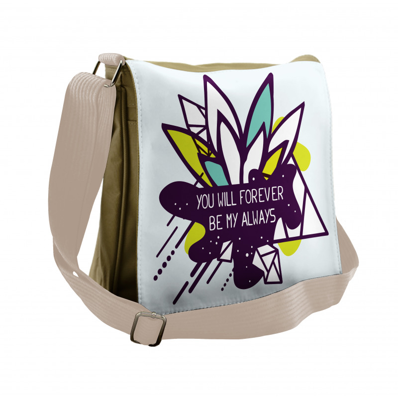 Flower and Love Message Art Messenger Bag