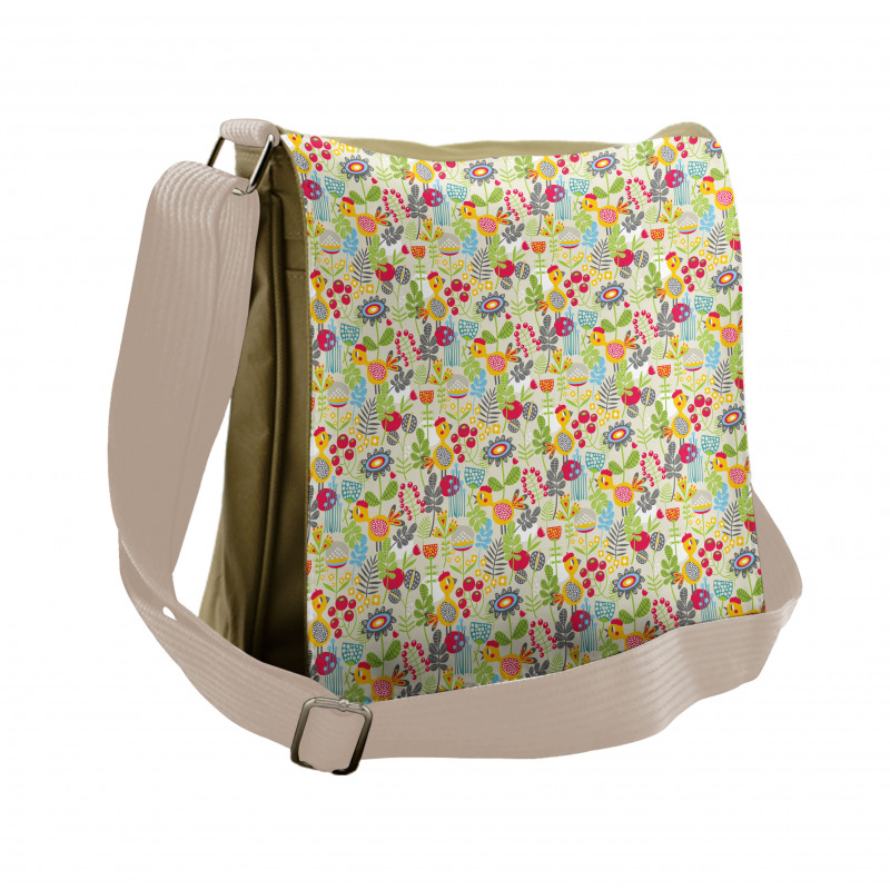 Nursery Bird and Flowers Messenger Bag