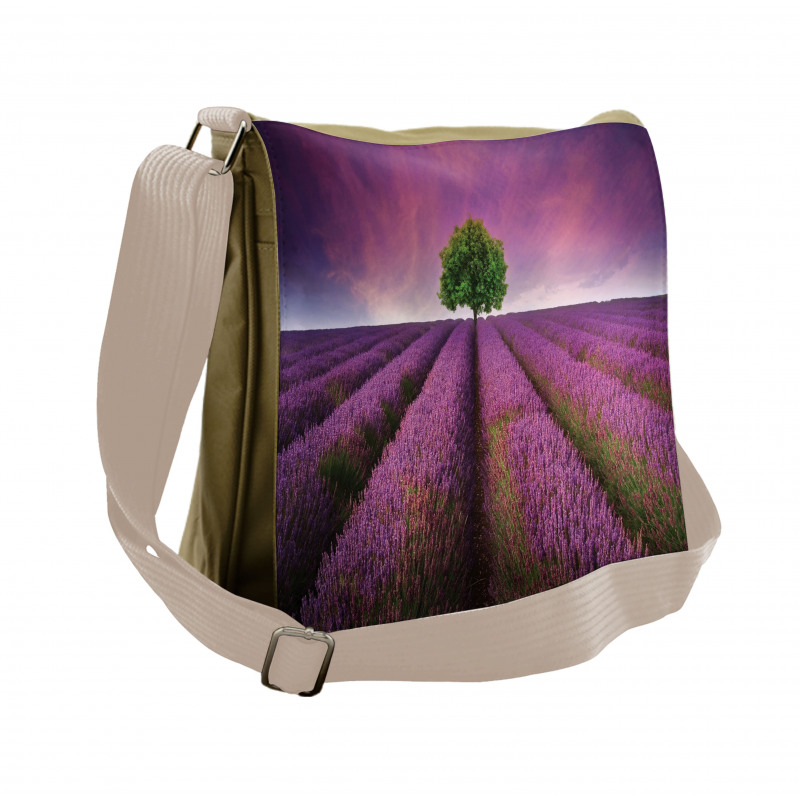 Lavender Fields and Tree Messenger Bag