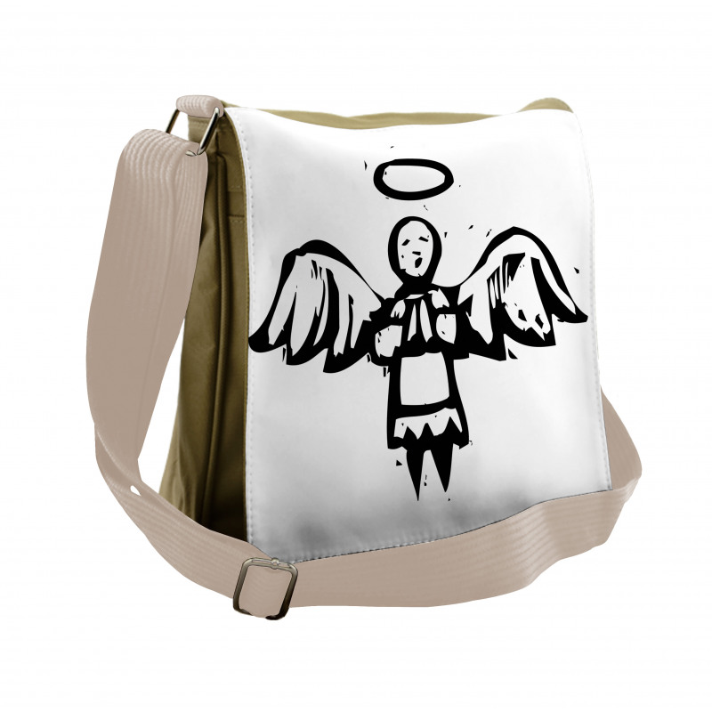 Sketch Style Christmas Angel Messenger Bag