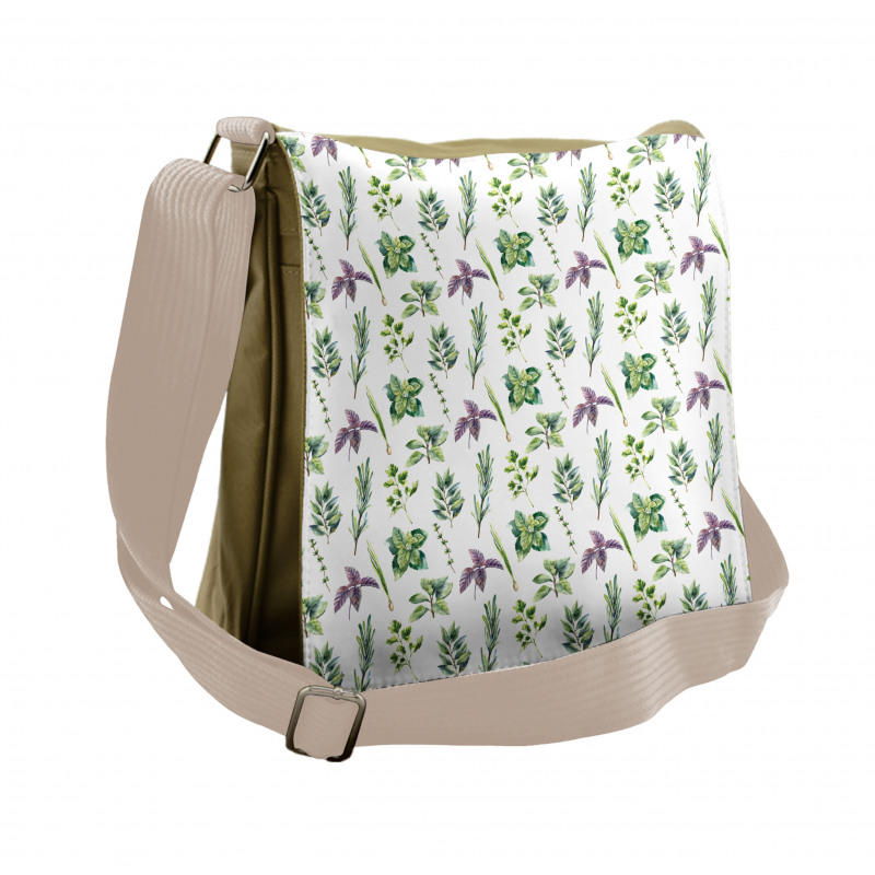 Watercolor Style Foliage Messenger Bag