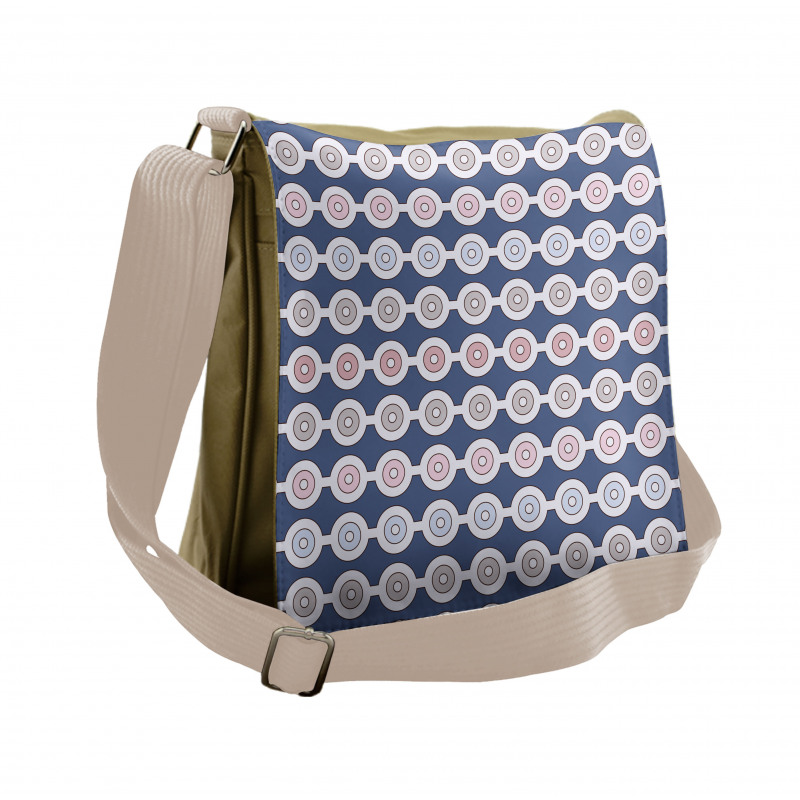 Vintage Disc Shaped Motif Messenger Bag