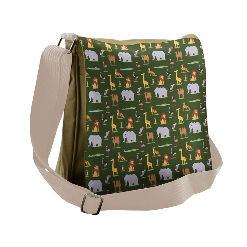 Childish Cartoon Savannah Messenger Bag