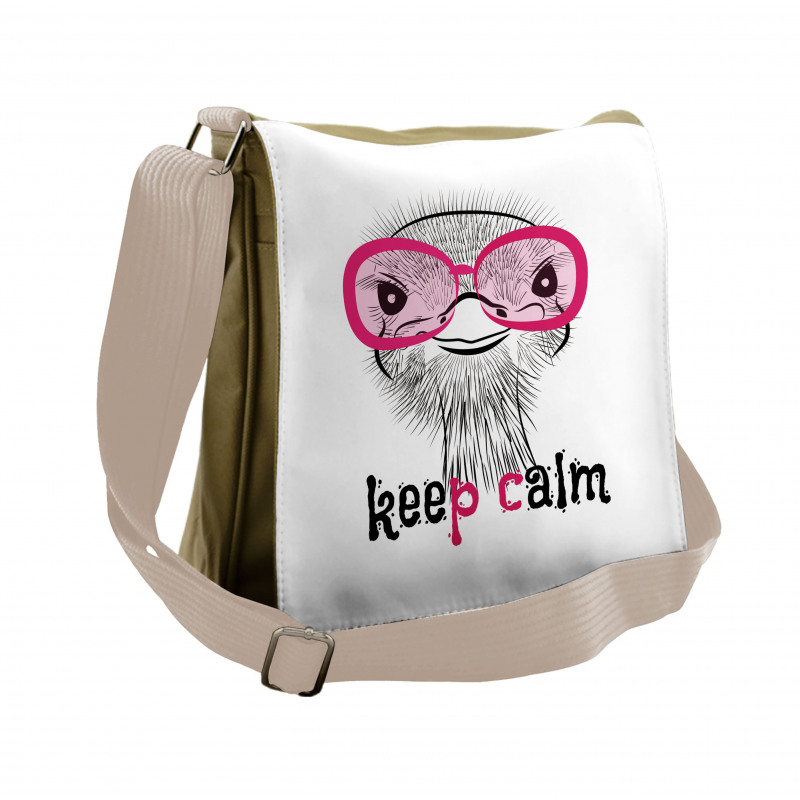 Hipster Animal and Glasses Messenger Bag