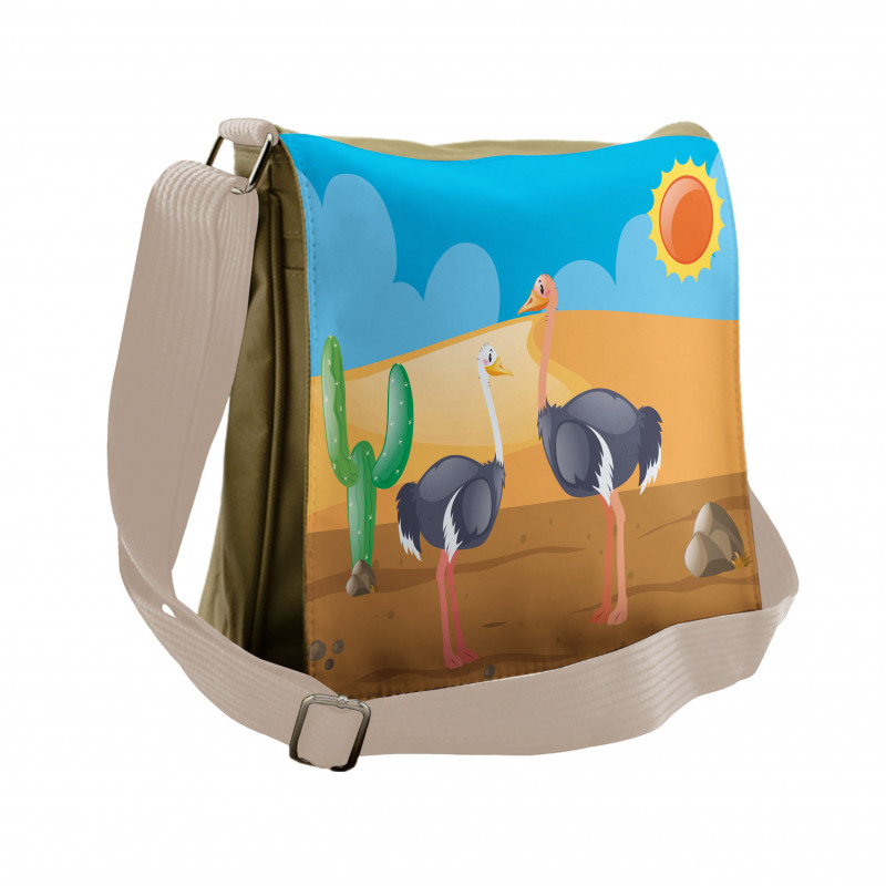 Wild Birds on Desert Cactus Messenger Bag