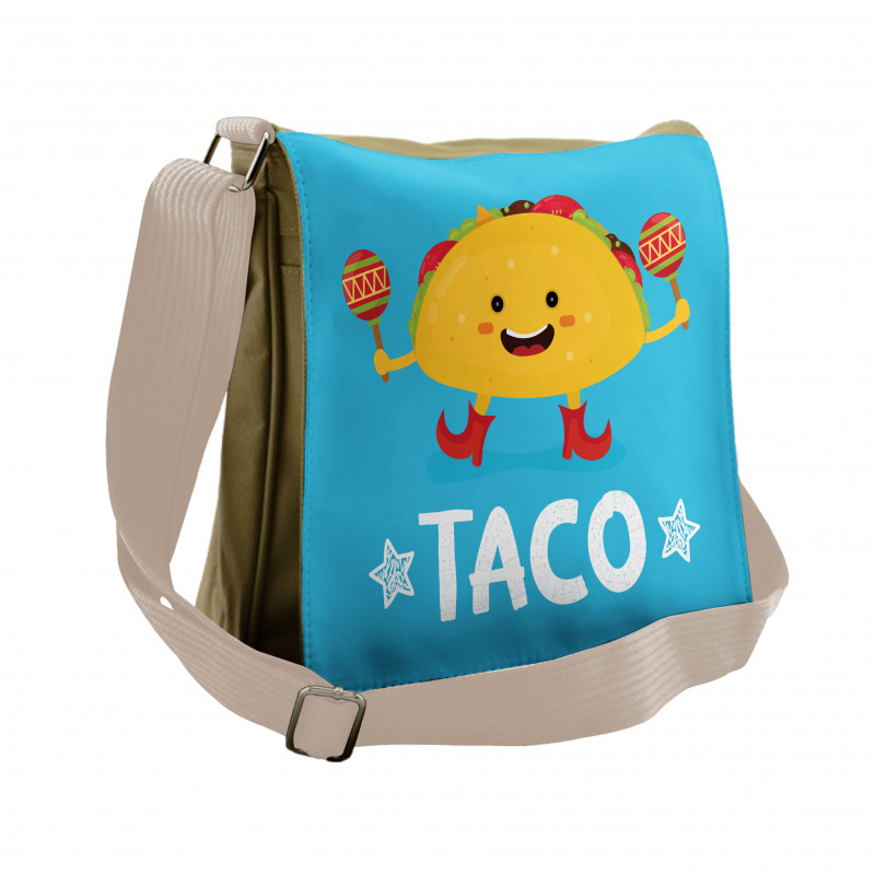 Dancing Funny Taco Cartoon Messenger Bag