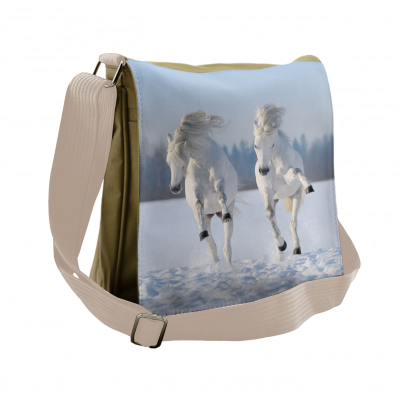 Purebred Horses Wild Messenger Bag