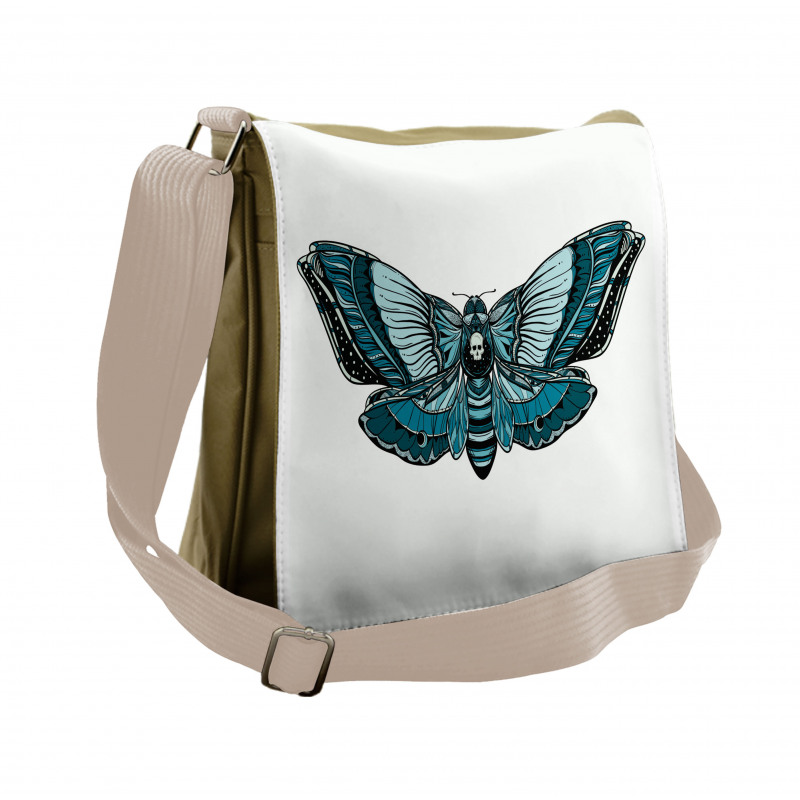 Skull on Butterfly Body Messenger Bag