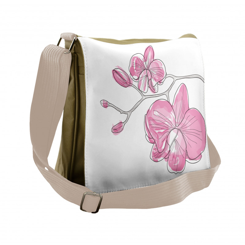 Simple Hand-drawn Flowers Messenger Bag