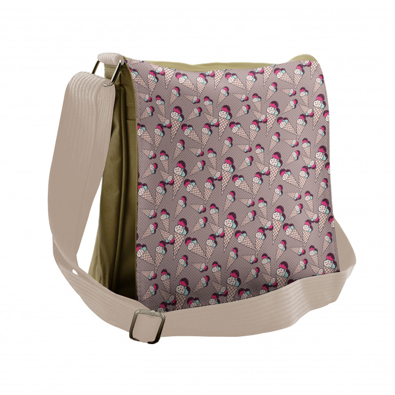 Summer Dessert Polka Dots Messenger Bag