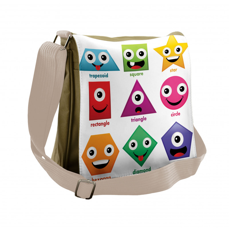 Shapes with Funny Faces Messenger Bag
