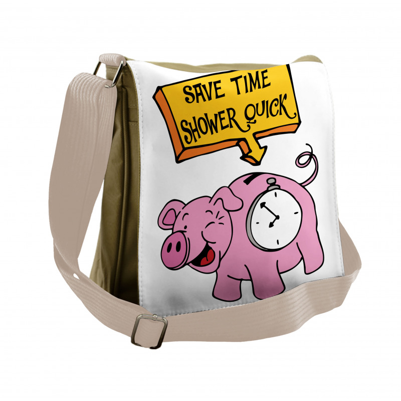 Save Time Shower Quick Piggy Messenger Bag