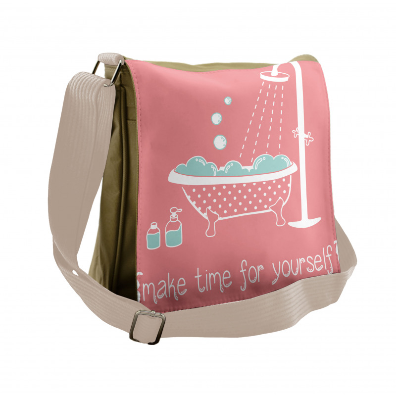 Tub with Inspirational Saying Messenger Bag