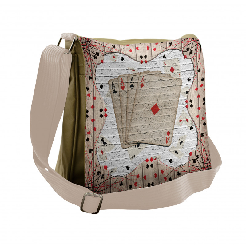 Lucky Gambling Cards Art Messenger Bag