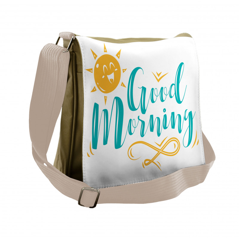 Smiling Sun and Wavy Letters Messenger Bag