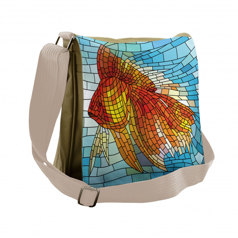 Stained Glass Mosaic Fish Art Messenger Bag