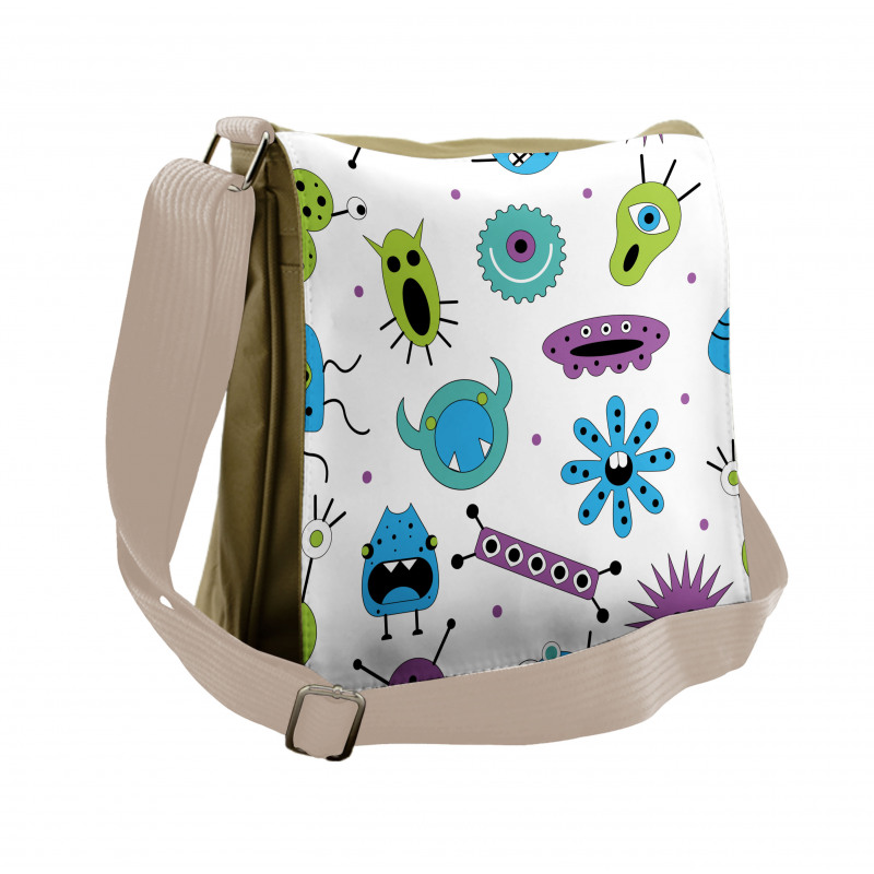 Colorful Monster Design Virus Messenger Bag