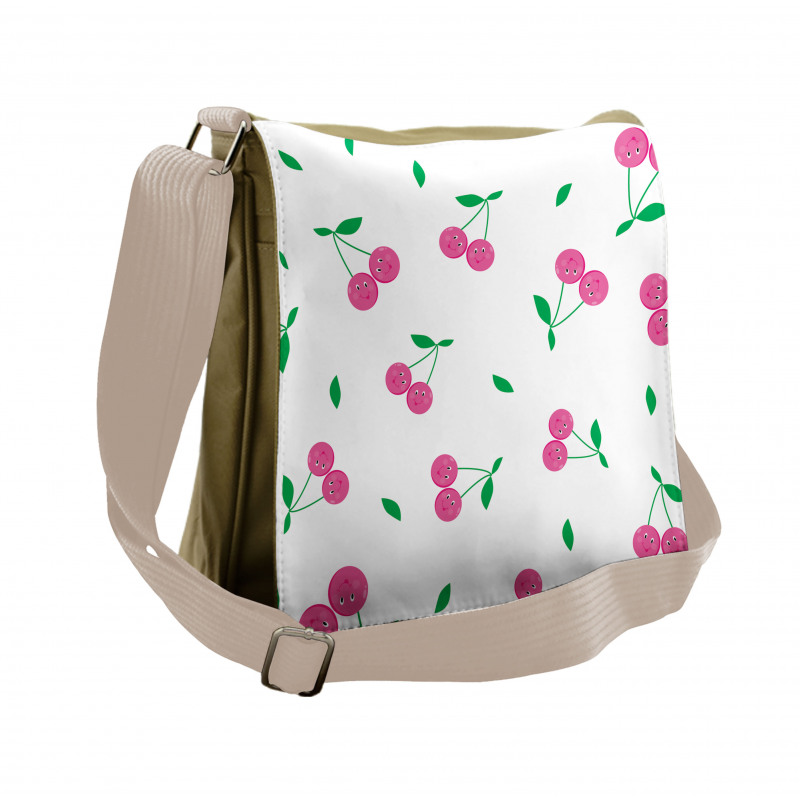 Cherries with Smiling Faces Messenger Bag