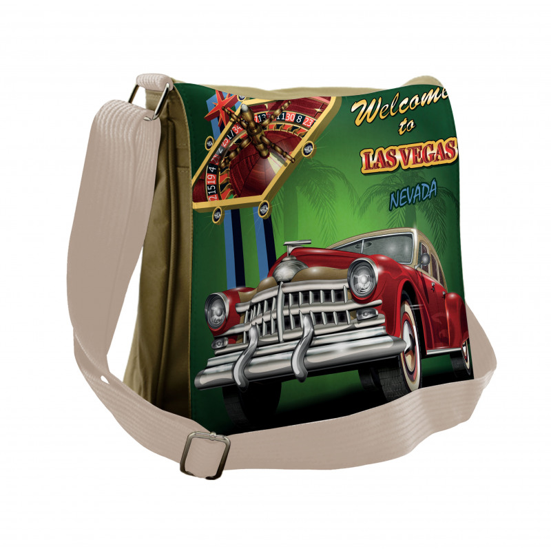 Retro Car Roulette Table Messenger Bag