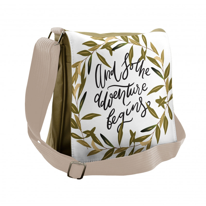 Wreath Frame Foliage Leaves Messenger Bag