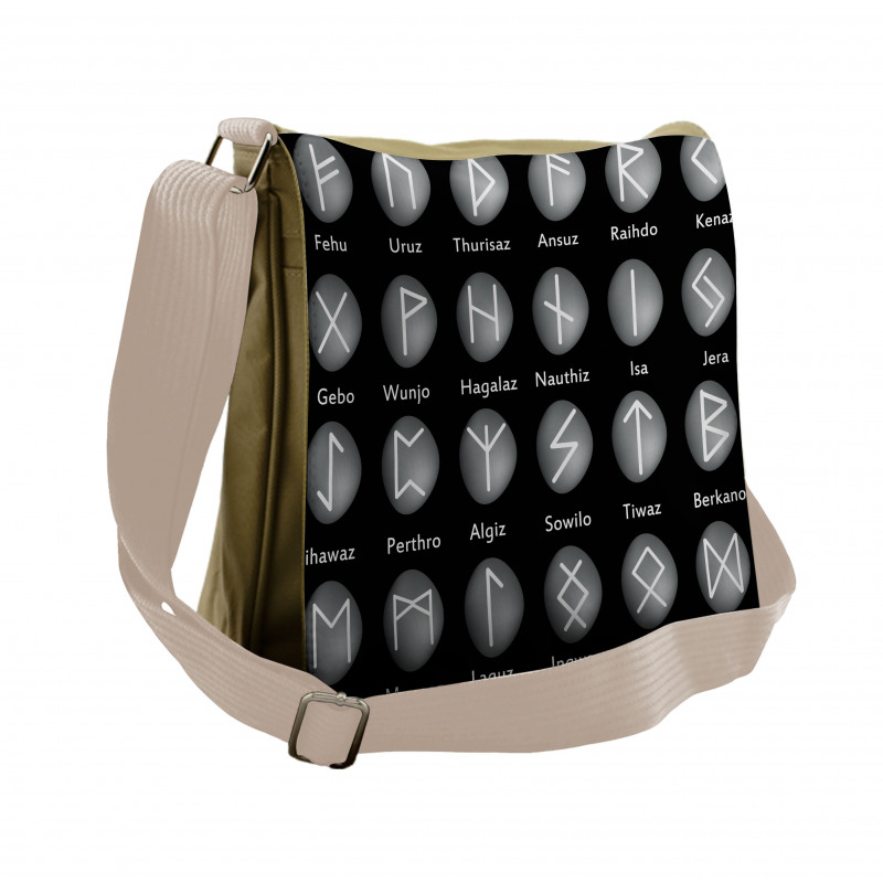 Shaded Effect Runic Alphabet Messenger Bag