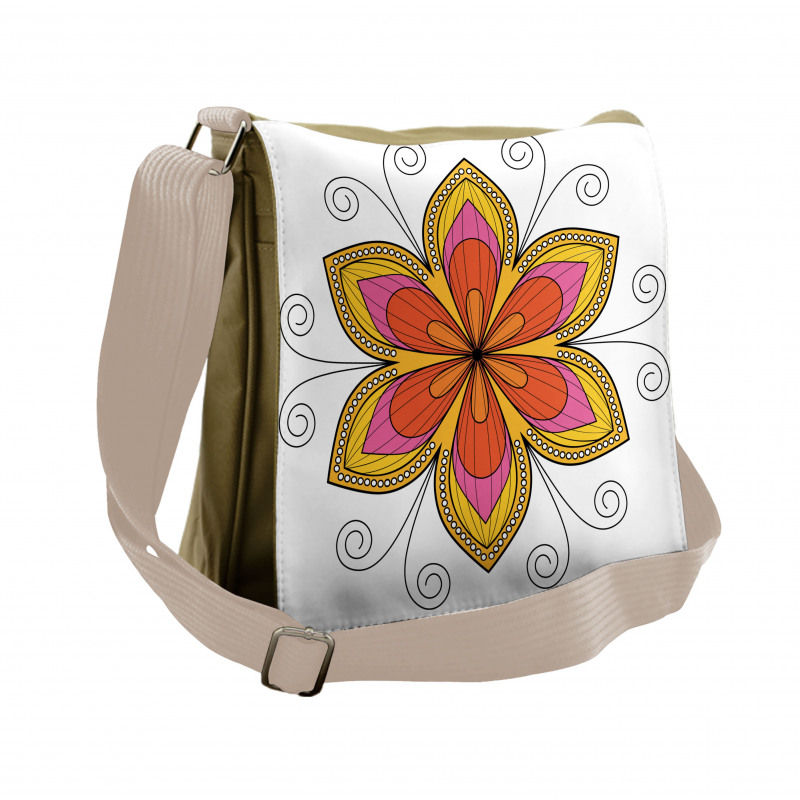 Flower Pattern Swirl Messenger Bag