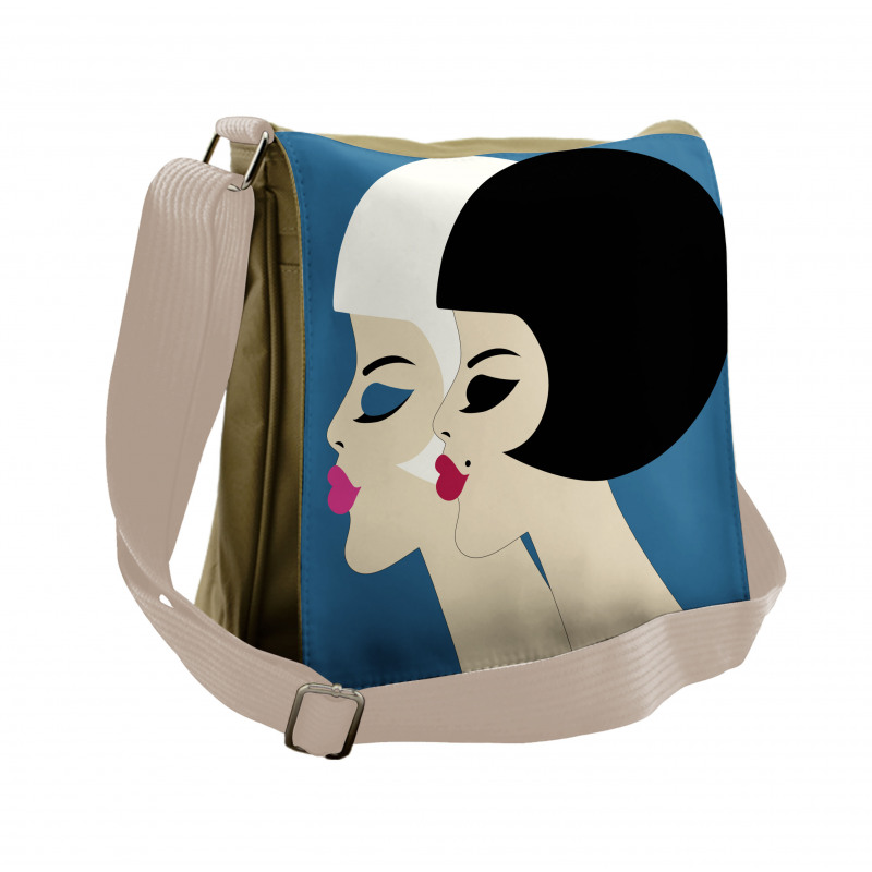 Bob Haircut Twin Ladies Messenger Bag