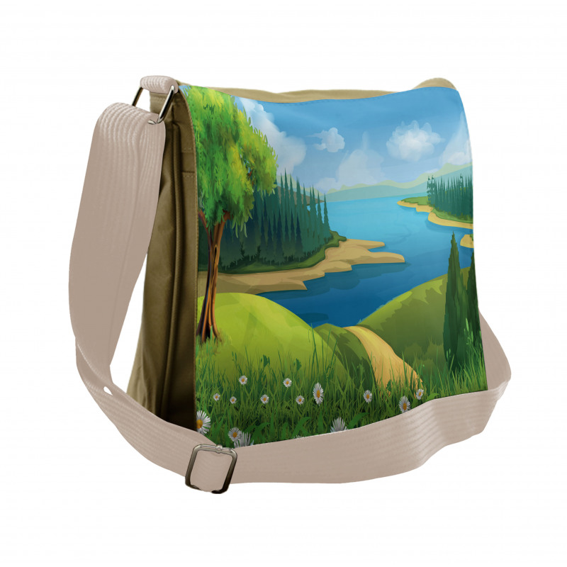 Cartoon Landscape Pattern Messenger Bag