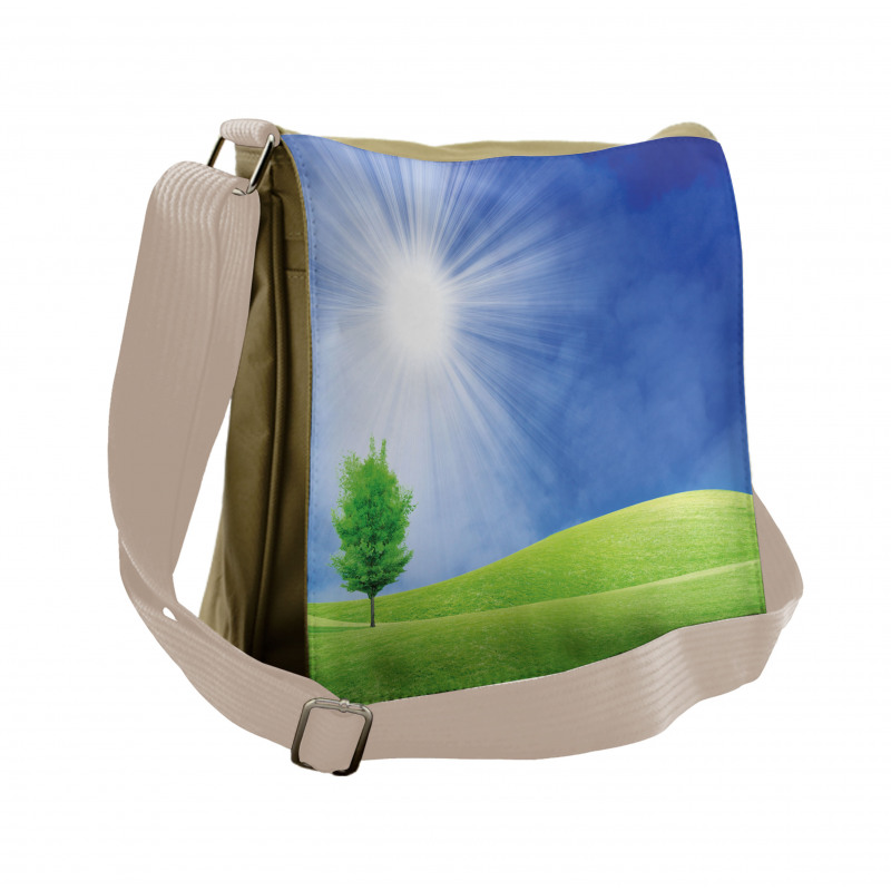 Sun Rays with Lonely Tree Messenger Bag