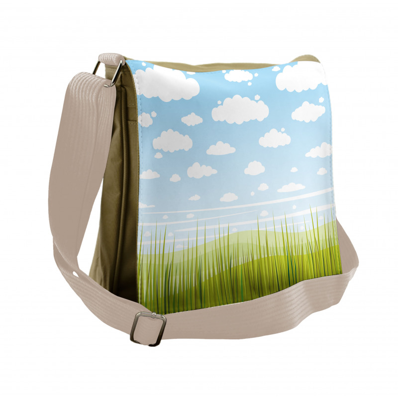 Grass and Clouds Landscape Messenger Bag