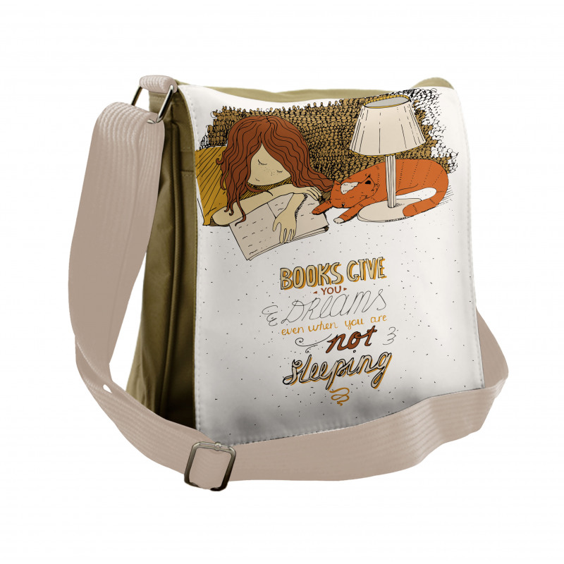 Books Give You Dreams Text Messenger Bag