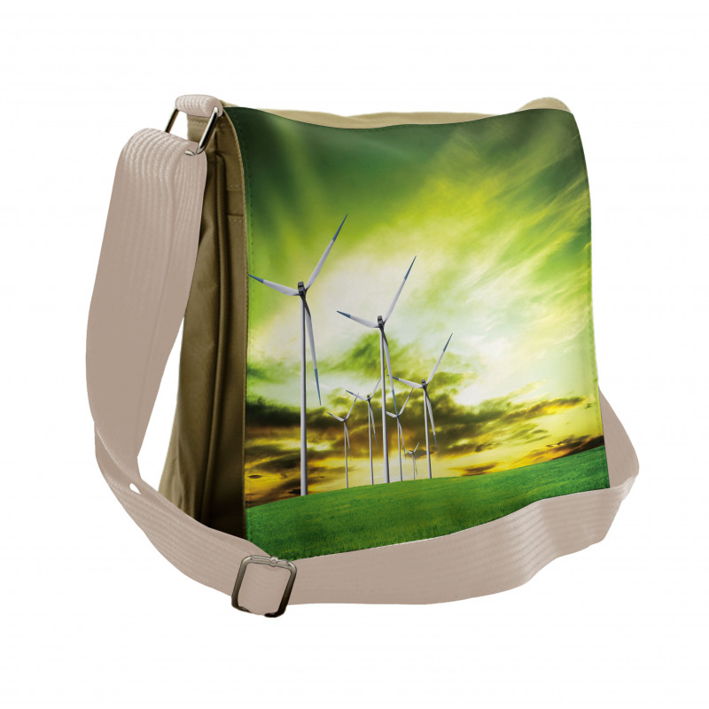 Wing Turbines Green Sky Messenger Bag