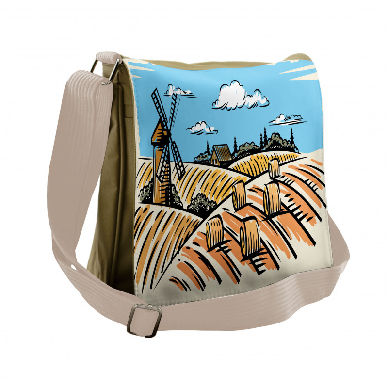 Windmillnd Hay Bales Messenger Bag