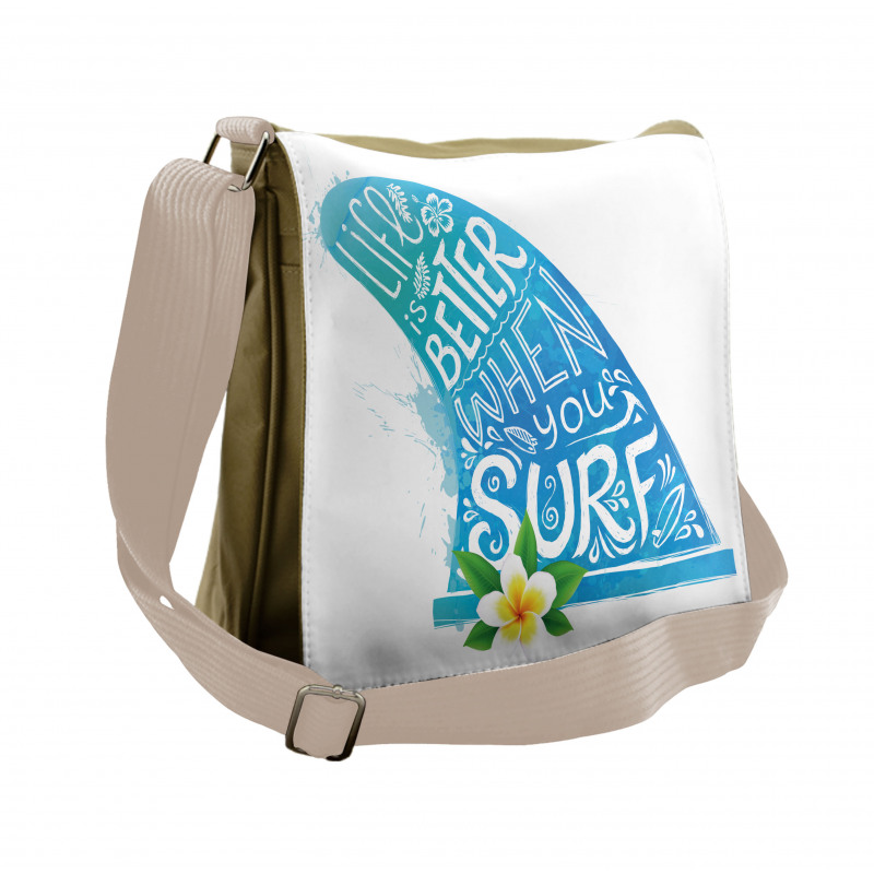 Wave with Bali Flower Messenger Bag