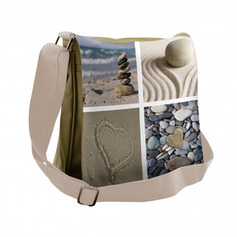 Sand and Pebbles Collage Messenger Bag